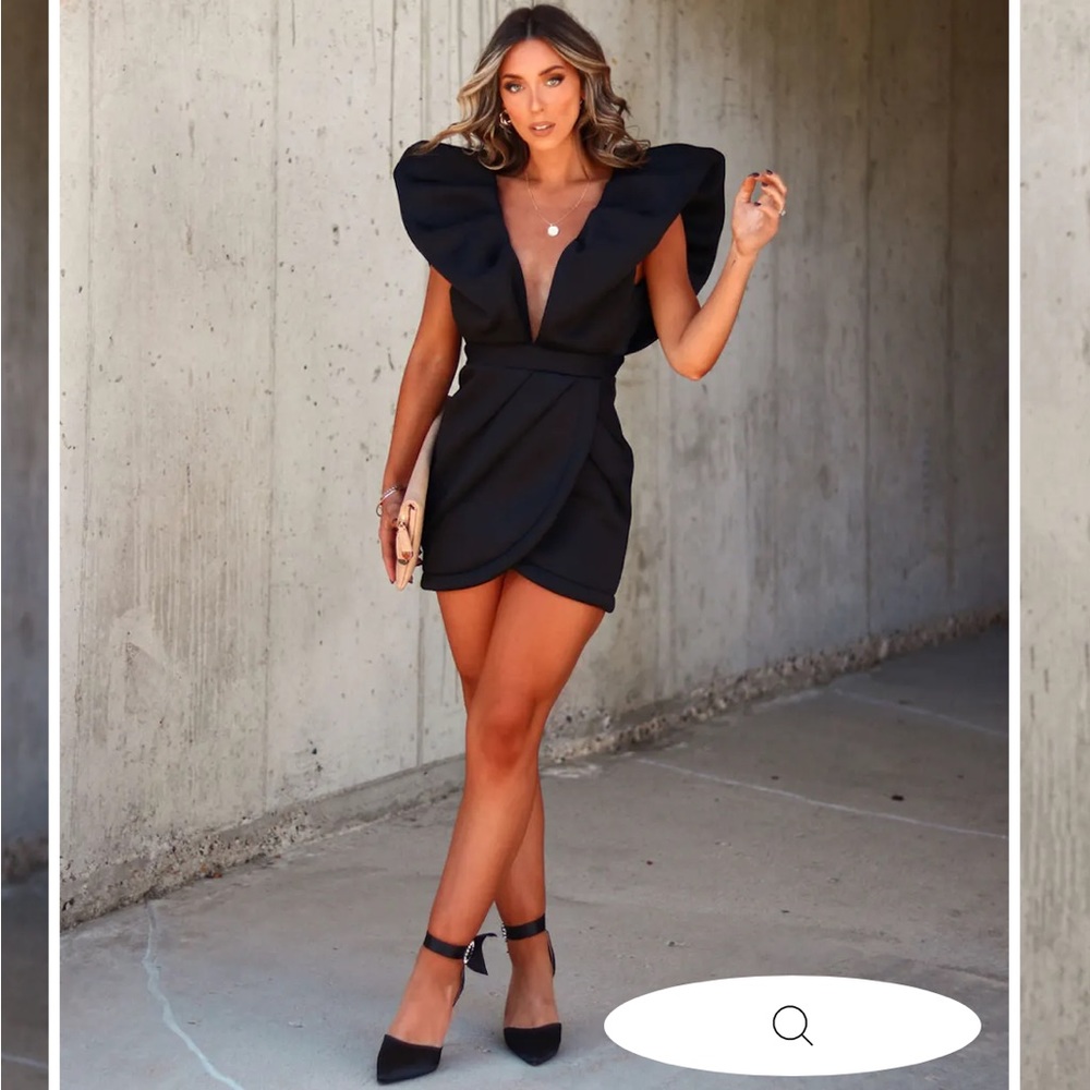Black Puff Sleeve Mini Dress NWT
